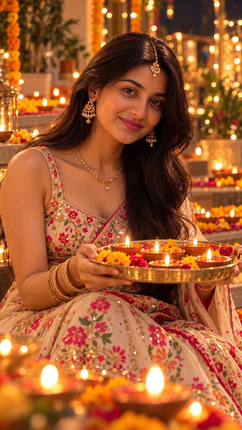 photo prompt — Traditional Diwali Look with Maang Tikka AI Photo Prompt