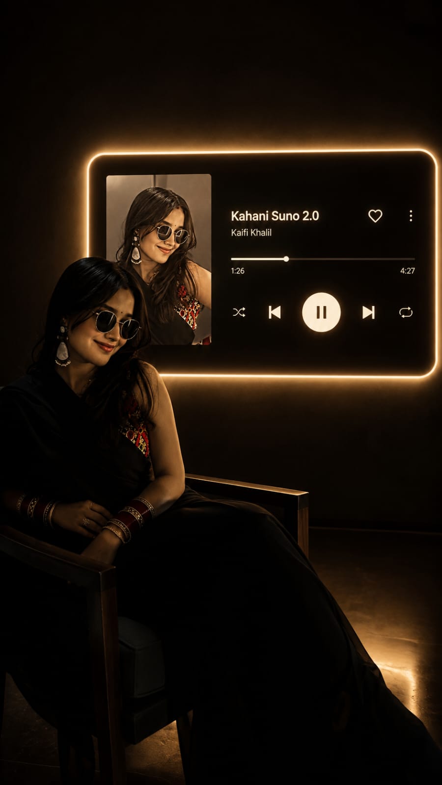 Dark Aesthetic Music Player Photo Editing Prompt
