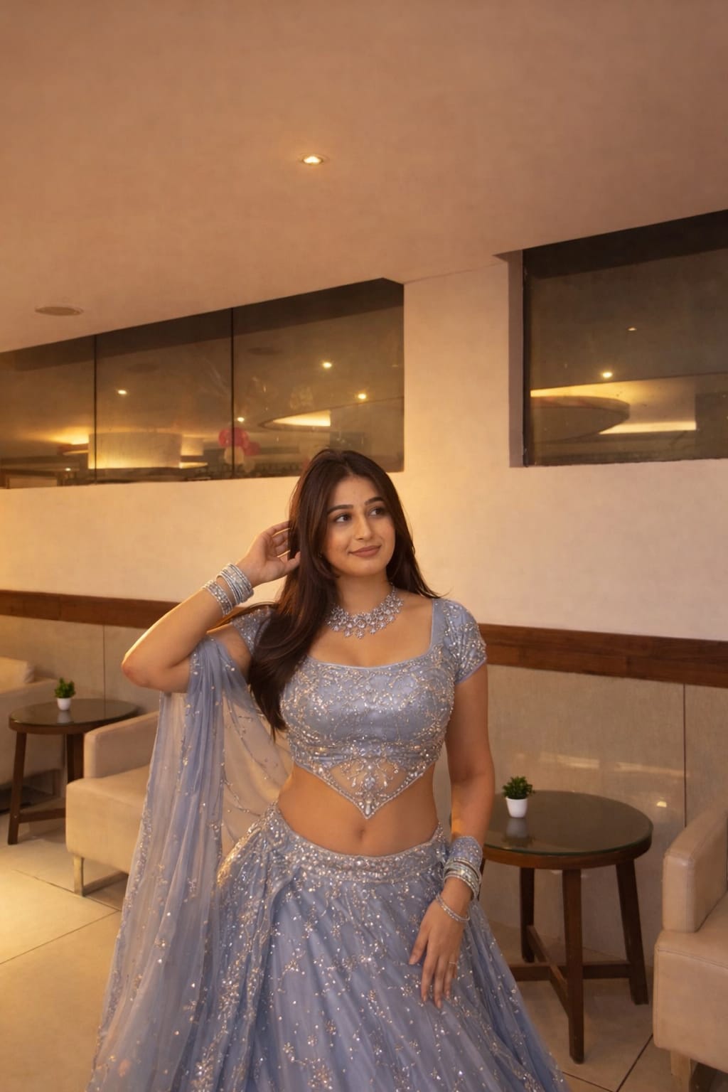 Viral Blue Lehenga Prompt For Girl