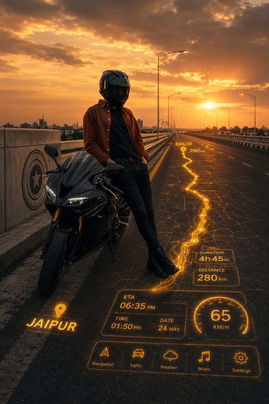 Car & Bike Route Destination AI Photo Editing Prompt